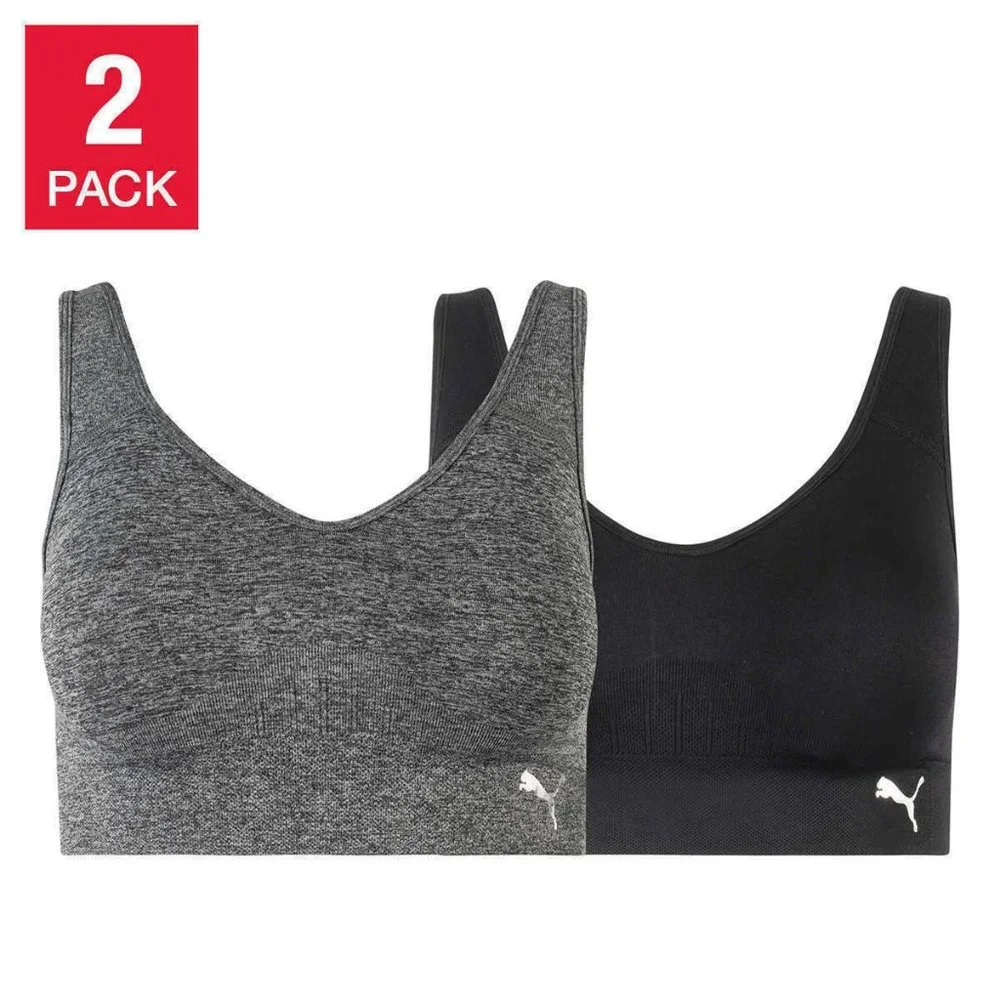 PUMA Performance 2 PACK Seamless Sports Bra NIB - Picture 1 of 6